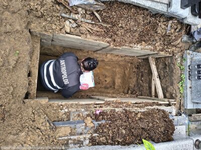 Prace poszukiwawcze Biura Poszukiwań i identyfikacji IPN ofiar niemieckiego obozu dla młodzieży w Łodzi – 8-10 kwietnia 2026. Fot. IPN